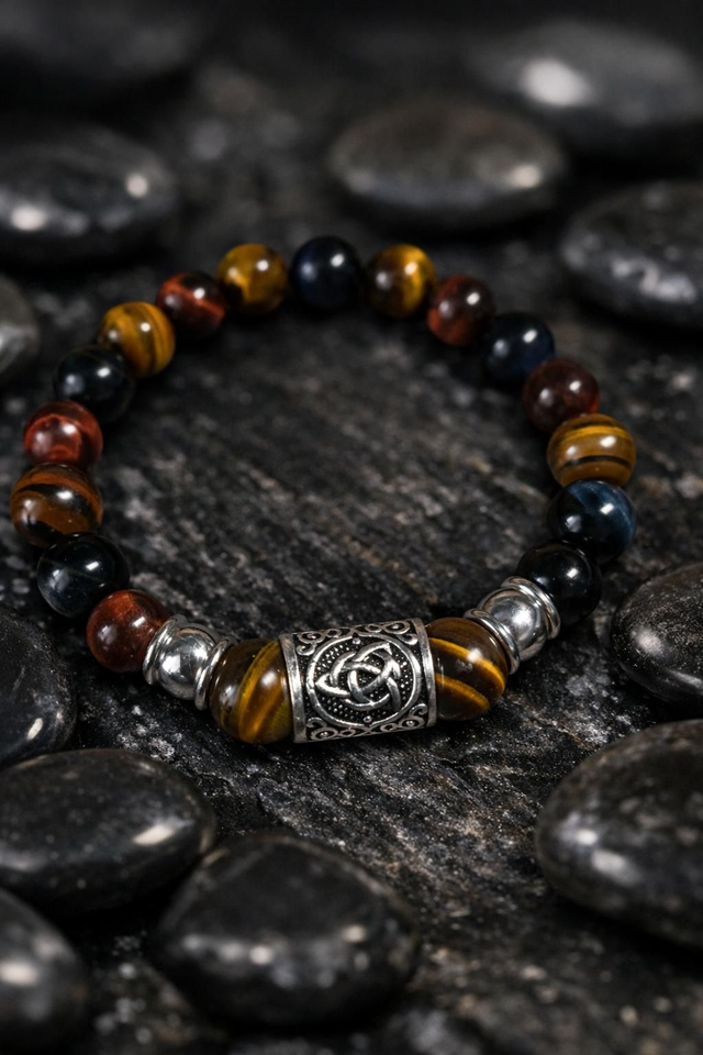 Bracelet Viking 3 Œils 10 mm – Protection &amp; Force intérieure