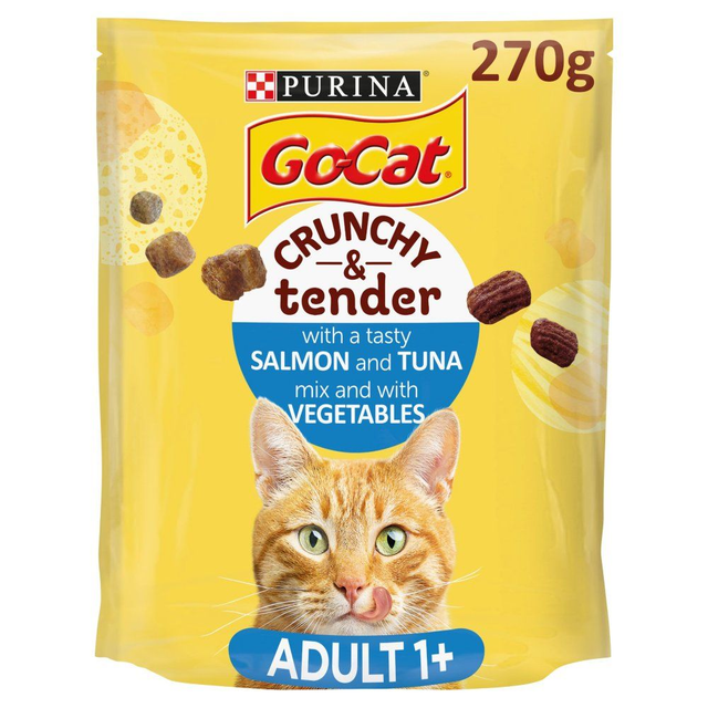 Purina Gocat Crunchy &amp; Tender. Tuna &amp; Salmon With Veg 270G