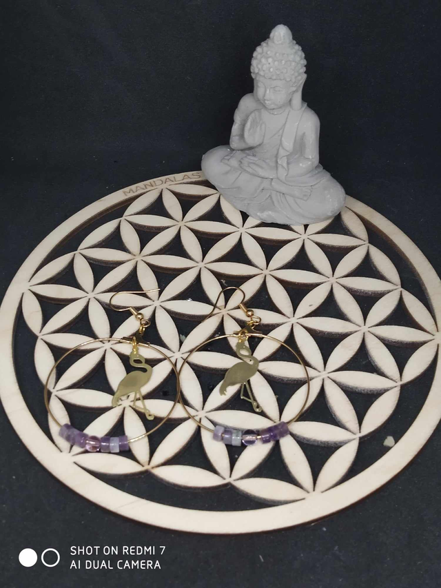 Boucles d'oreilles Flamand Rose rondelles améthyste