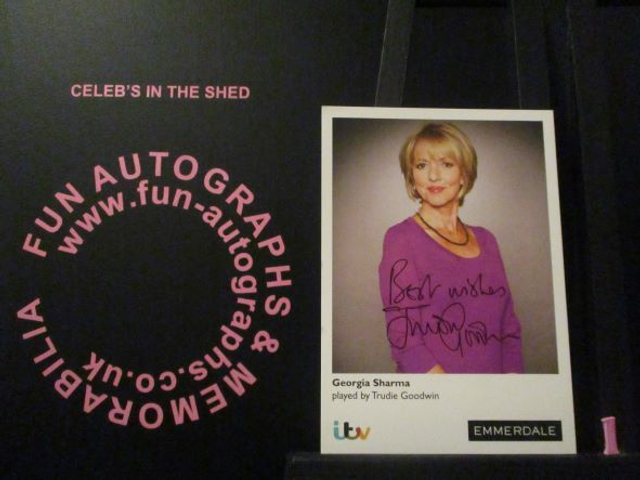 Trudie Goodwin (Georgia Sharma) Authentic Autographed Emmerdale Cast Card (1)