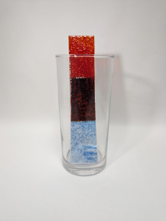 Touillette en verre superposer bleu et rouge