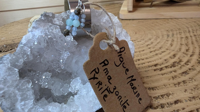 Bague en acier inoxydable et minéraux BA003