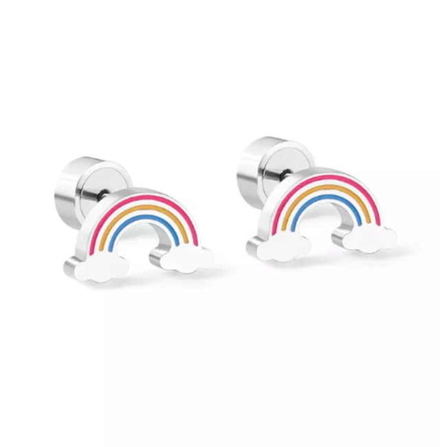 Rainbow Comfort Back Stud Earrings