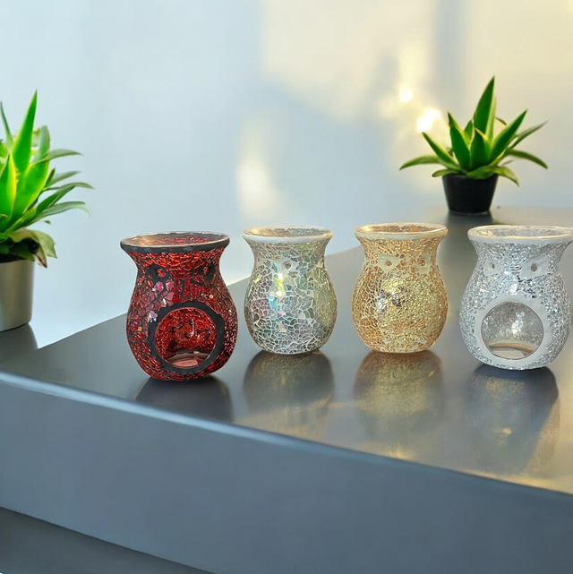 Large Crackle Tea Light Burner