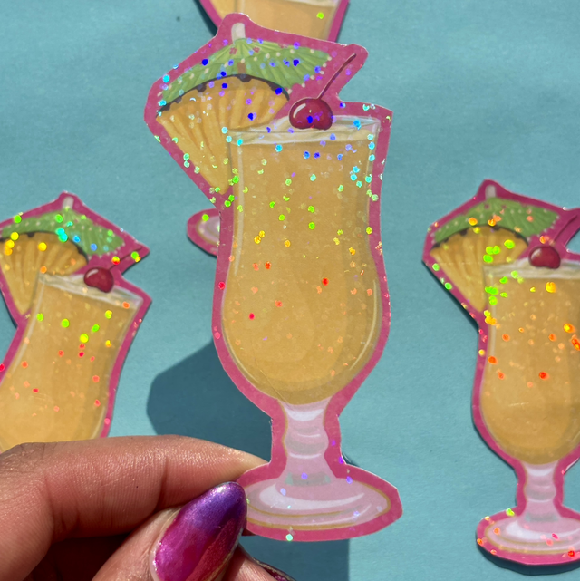 Pina Colada Cocktail Holographic Sticker