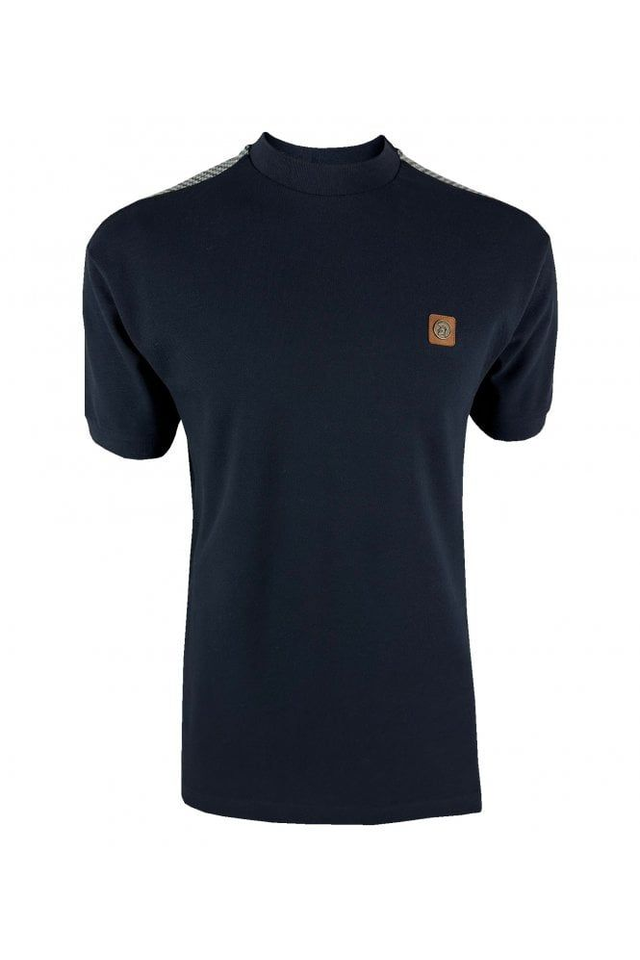 Trojan TR-8881 Houndstooth Trim Pique Tee - Navy