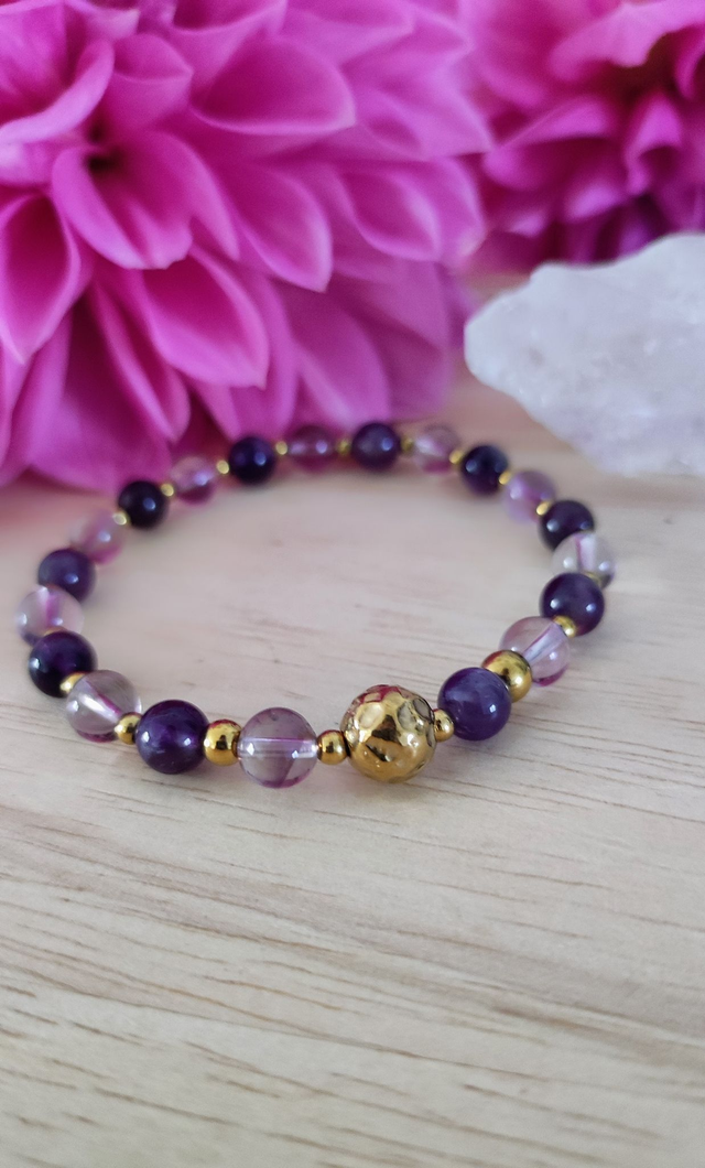Bracelet "Anxiété et Stress" Améthyste lavande et Améthyste