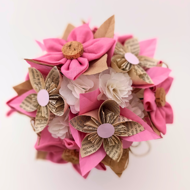 Bouquet Mariée Rose &amp; Kraft _ Grand Format 