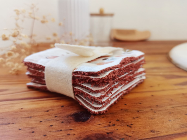 Lots de 8 cotons lavable Moka Terracotta