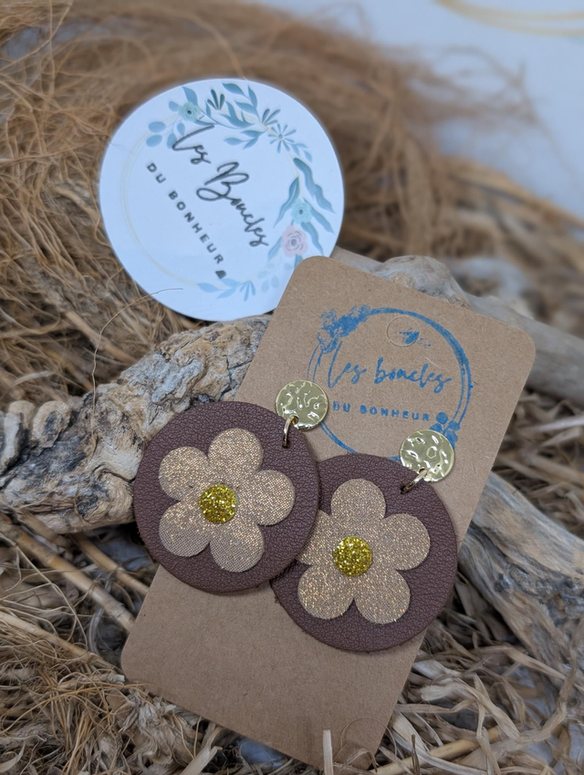 Moon fleur marron doré mf010*