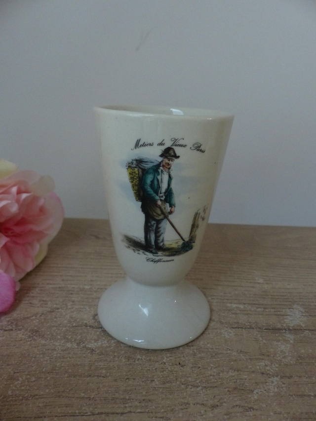 Ensemble de 4 mazagrans 'métiers du Vieux Paris', lot de quatre mugs, tasses, verres à café vintage décoration maison cuisine tradition