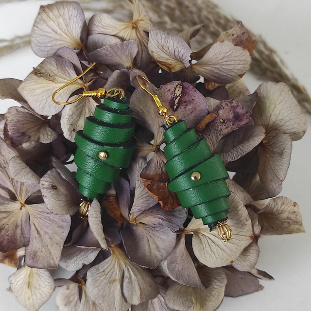 Boucles d&#039;oreilles Rouleaux en cuir 