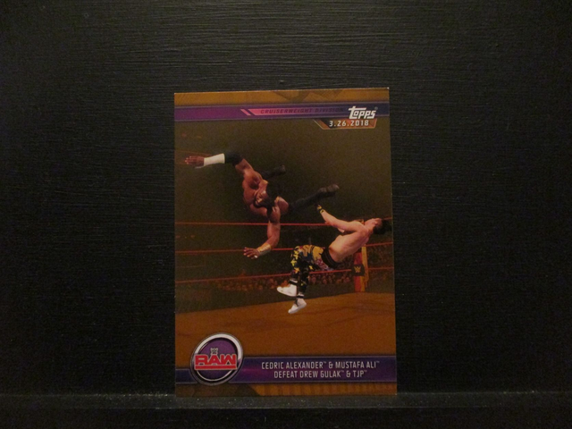 Cedric Alexander &amp; Mustafa Ali Defeat Drew Gulak &amp; TJP - Brown Champions Original Trading Card #52