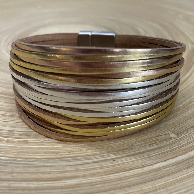 Multi Strand Mixed Tone Wrap Bracelet 