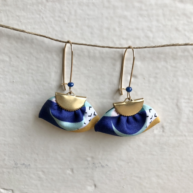 Boucles d&#039;oreilles - DORMEUSES BAUHAUS - bleu , vert et jaune