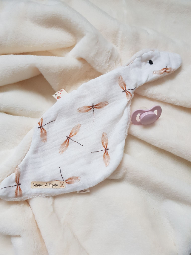 Doudou plat calinou Oie Libellule