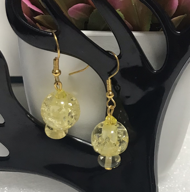 Yellow Dangling Earrings-YDE07
