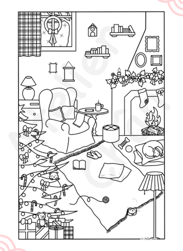 Coloriage « Noël cosy »