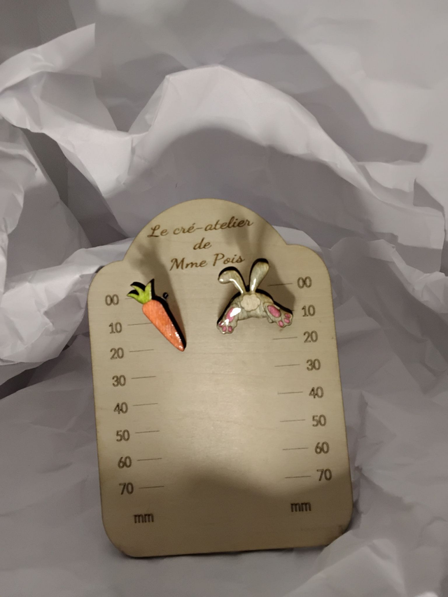 Boucles d'oreilles Lapin et Carotte