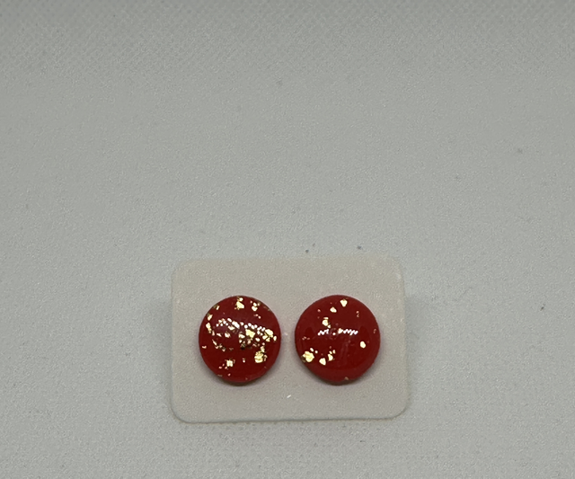 Ohrstecker klein Rot/Gold