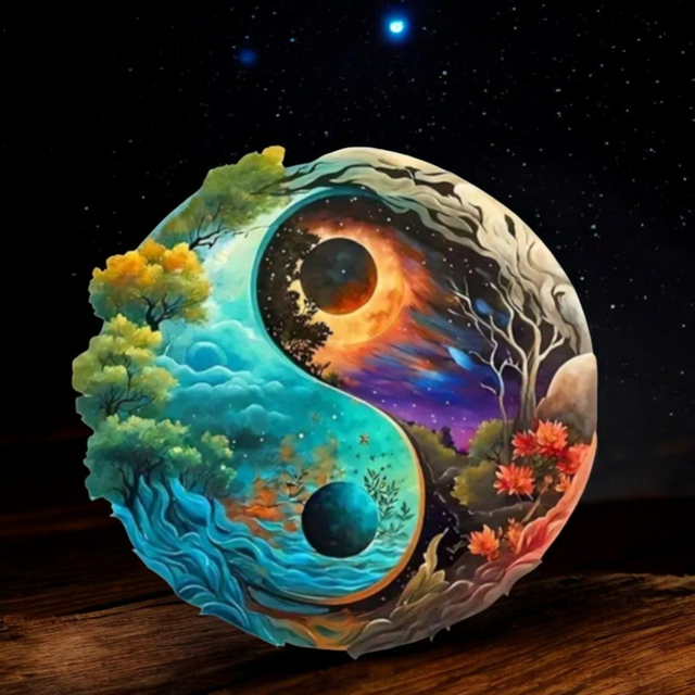 Wooden Puzzle yin yang earth