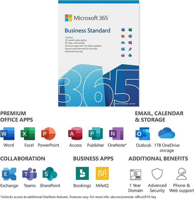 Microsoft 365 Business Standard 5-PC/MAC 1 User 1 year