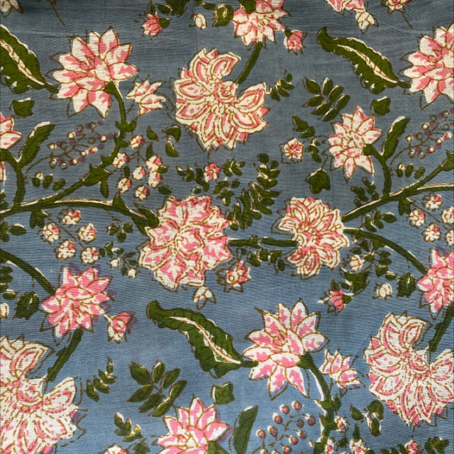 Foulard bleu rose 50x50