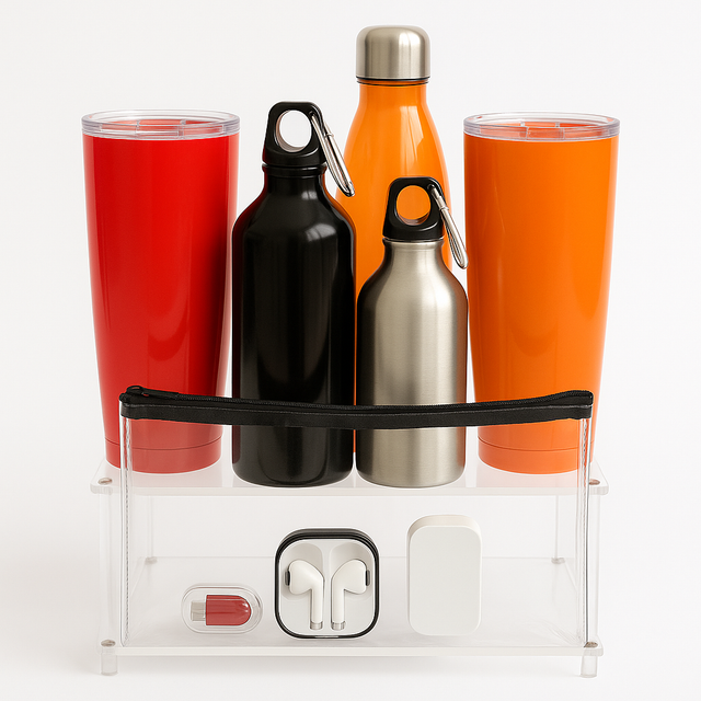 Orange or red solid plastic drinking cup with seal tight lid and open and closing spout on top.