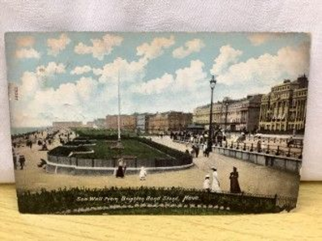 Sea Wall from Brighton Band Stand, Hove, Sussex, Posted 1905 unbranded postcard. Our Ref No. R117 £2.50