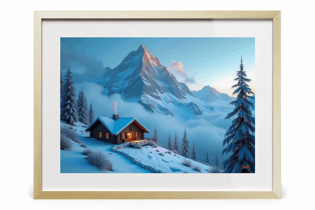 Photo encadrée Chalet Montagnard Vintage – Tirage d’art qualité musée & décoration cosy