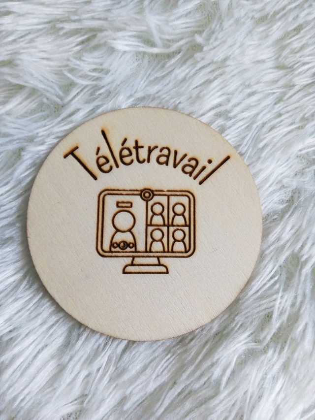 Disque accessoire &quot;Télétravail&quot; pour panneau de porte interchangeable By Romalysa