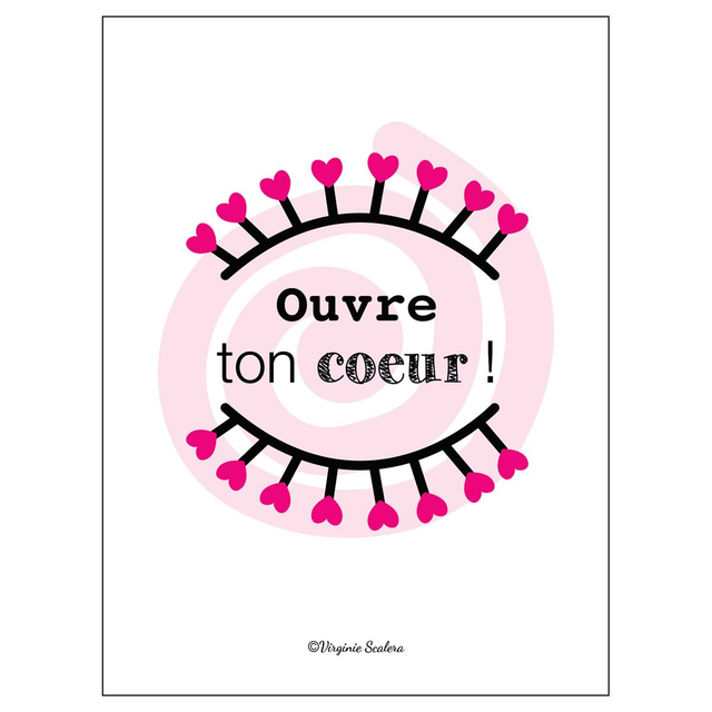 Poster Mantra Citation inspirante " Ouvre ton coeur ! " 30x40 cm