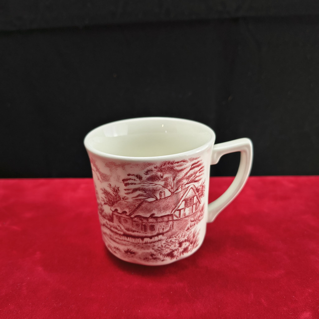 J. &amp; G. Meakin | Kopje (diameter 6,5 cm | hoogte 7,0 cm) met 'Romantic England  | Anne Hathaway's Cottage' motief Roze | Vintage