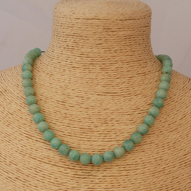 Amazonite / Collier de Perles en 8 mm / Boules en Pierres Naturelles Rondes et Polies