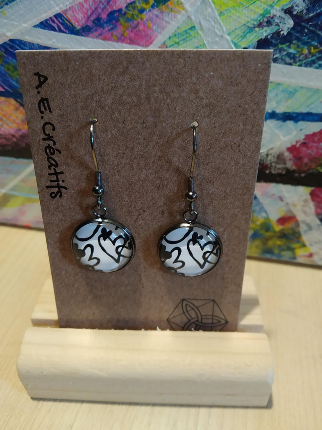 Boucles D&#039;oreilles Cabochons Coeur 