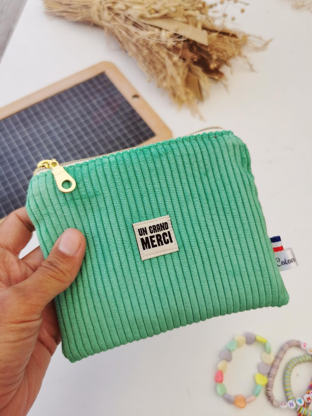 Pochette ROMY &quot;un grand merci&quot; vert