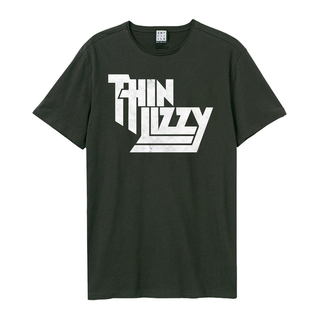 Thin Lizzy Logo Amplified Vintage Charcoal T Shirt