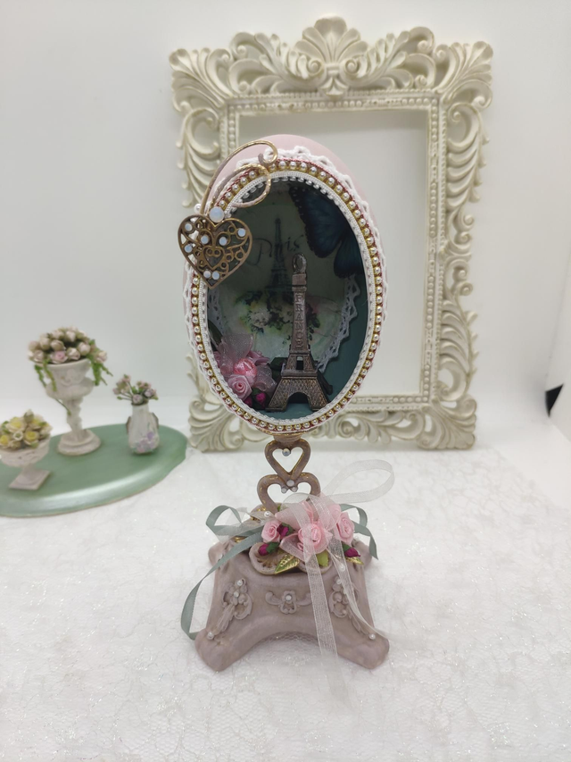 Love is in the air Eiffel tower in a pink Goose egg 