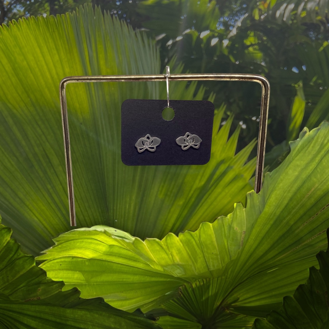 Sterling silver orchid studs