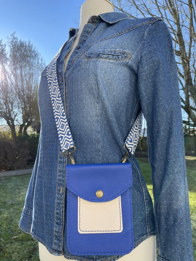 Sac en bandoulière pour smartphone bleu électrique/vanille
