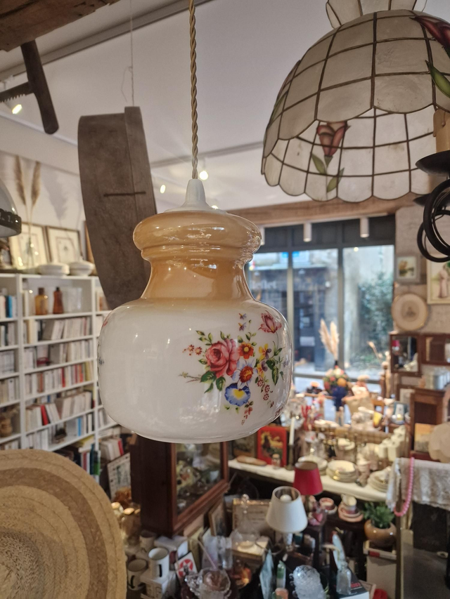 Luminaire vintage fleuri 