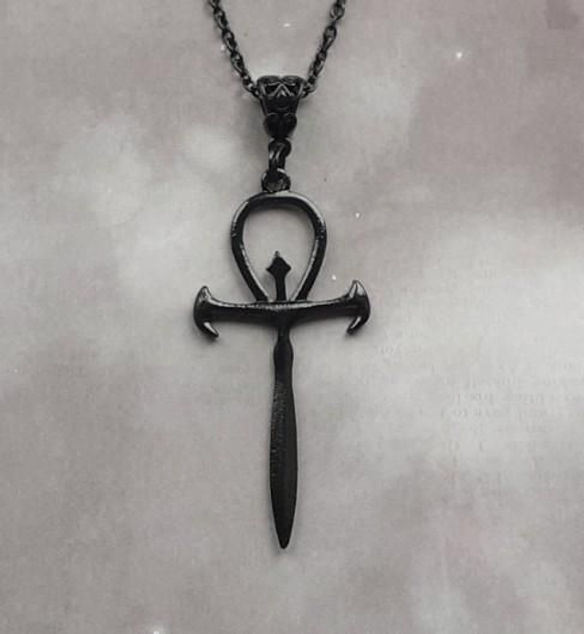 Black Ankh Necklace 