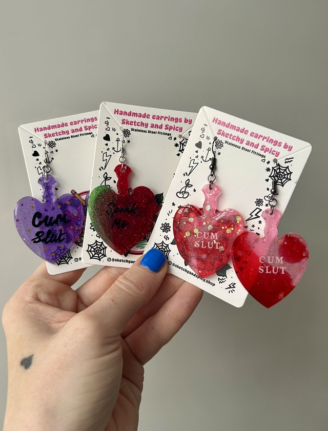 Earrings | Heart Paddle Earrings | Stainless Steel Hooks - Various Designs 