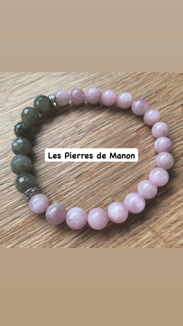 Bracelet Labradorite et Kunzite - Perles de 8mm