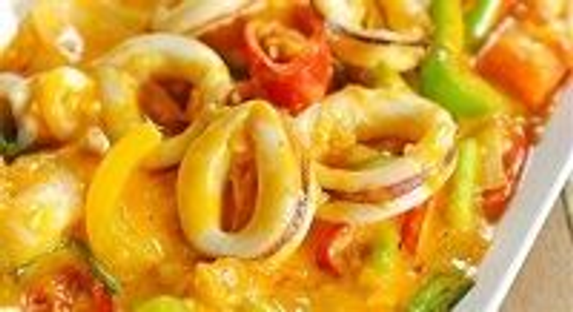 Calamars coco curry + riz