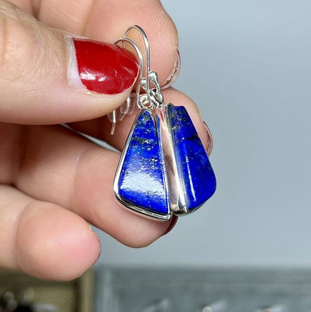 Boucles d’oreilles argent et Lapis-Lazuli de qualité sublime