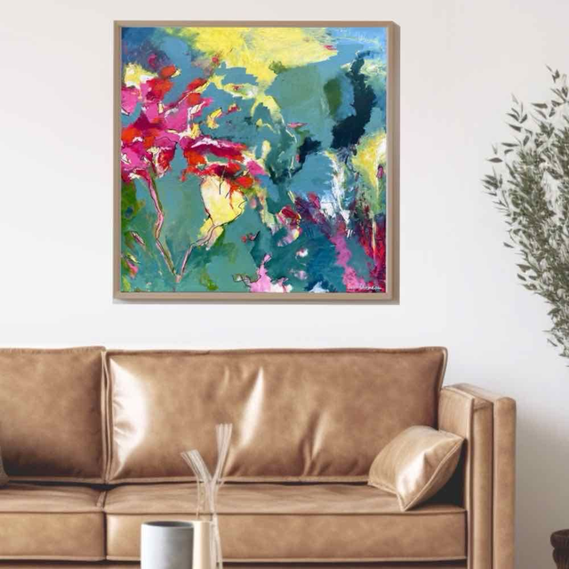 Bouleversement, 80x80x2,5cm, Œuvre de l’artiste Eva Chesneau, sur TOILE, bords peints, prêt à être accroché, sans cadre