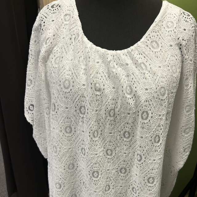 LMF - White Crochet Style Two Layer Dress - Free Size - 191
