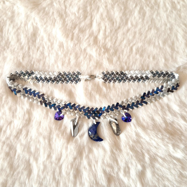 Ras du cou Epais Lune Lapis Lazuli