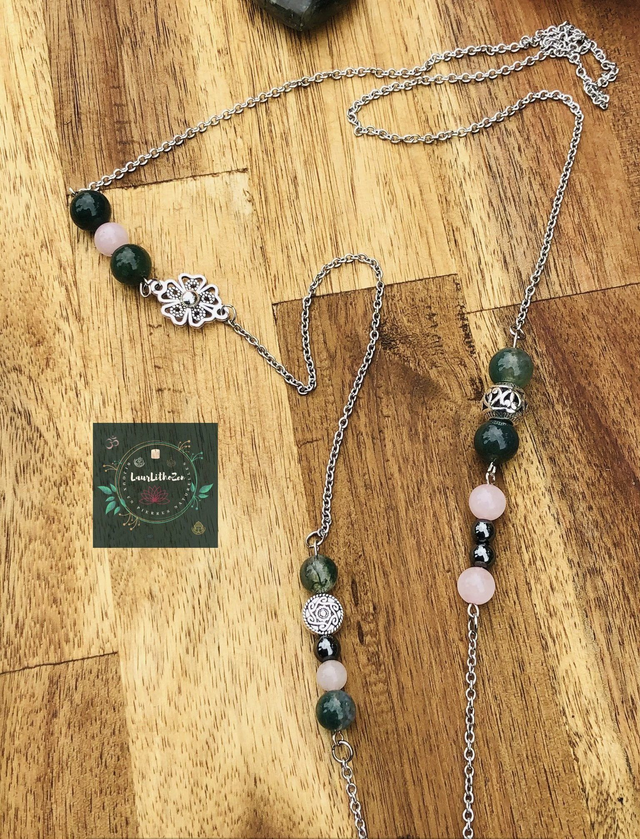 ☘️🌹☘️Bola de grossesse en Agate mousse, Quartz Rose et Hématite